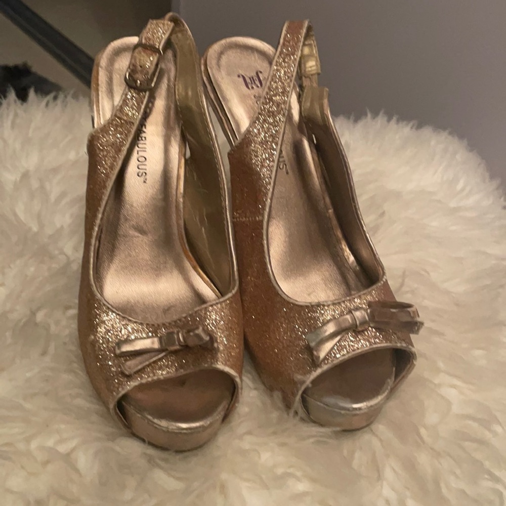 Gold glitter heels